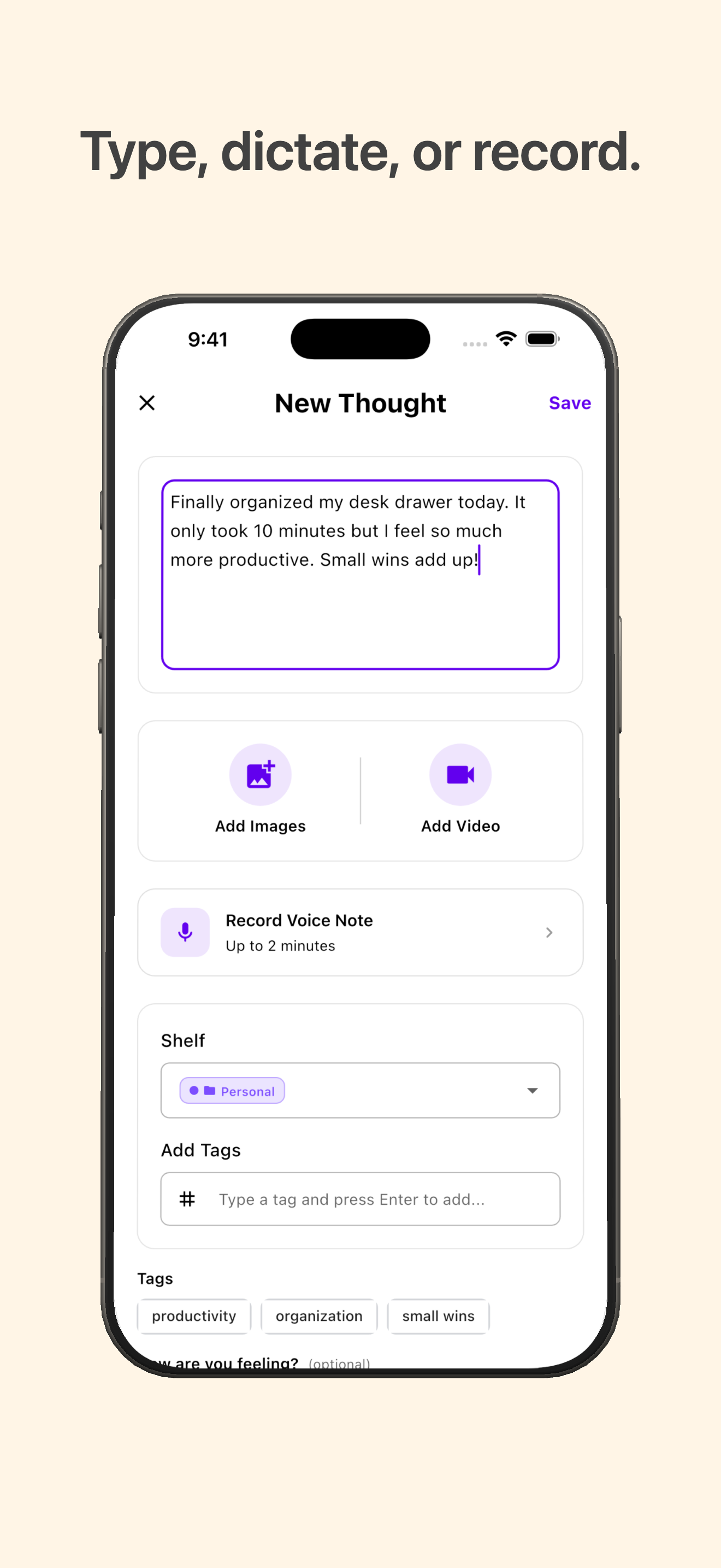 MindVault - Capture your thoughts with text, voice transcription, and prompts